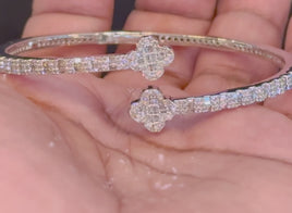 10K WHITE GOLD 2.25 CARAT REAL DIAMOND 13.94 GRAMS GOLD BRACELET BANGLE