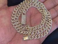 
              10K YELLOW GOLD 7 CARAT REAL DIAMOND 8MM 22 INCHES 51.47 GRAM GOLD CUBAN LINK CHAIN NECKLACE
            