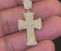 
              10K YELLOW GOLD .50 CARAT 1.50 INCHES NATURAL DIAMOND CROSS PENDANT CHARM
            