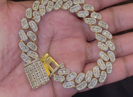 4.50 CARAT NATURAL DIAMONDS STERLING SILVER WITH GOLD PLATING 63.84 GRAMS 8.50 INCHES 14 MM FANOOK BRACELET