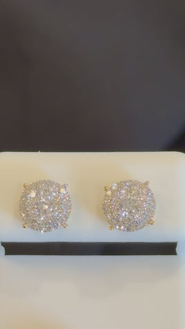 .64 CARAT CERTIFED LAB GROWN DIAMONDS STERLING SILVER GOLD PLATED 8 MM STUDS EARRINGS