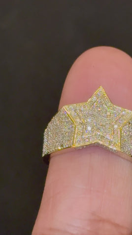 10K YELLOW GOLD 1.25 CARAT NATURAL DIAMOND STAR ENGAGEMENT RING WEDDING PINKY BAND