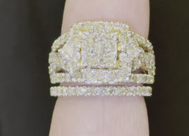 10K YELLOW GOLD 2.25 CARAT WOMEN REAL DIAMOND ENGAGEMENT RING WEDDING BAND RING SET