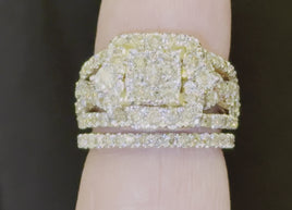 10K YELLOW GOLD 2.50 CARAT WOMEN REAL DIAMOND ENGAGEMENT RING WEDDING BAND RING SET