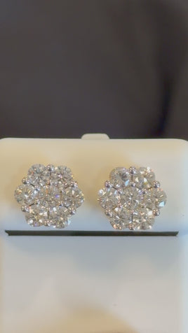 2.26 CARAT CERTIFED LAB GROWN DIAMONDS STERLING SILVER GOLD PLATED 10 MM STUDS EARRINGS