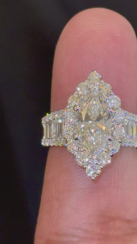 10K YELLOW GOLD 4.53 CARAT CERTIFIED LAB GROWN DIAMONDS MARQUISE RING
