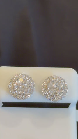 1.21 CARAT CERTIFED LAB GROWN DIAMONDS STERLING SILVER 10 MM STUDS EARRINGS