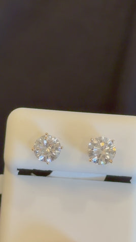 10K YELLOW GOLD 2.07 CARAT CERTIFIED LAB GROWN DIAMONDS 7 MM SOLITAIRE STUDS EARRINGS