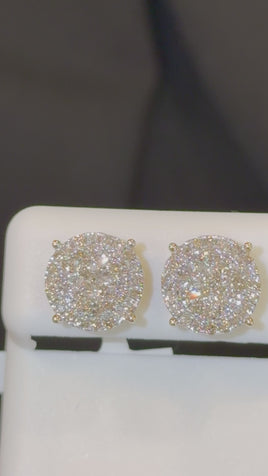 10K YELLOW GOLD 1.25 CARAT NATURAL DIAMONDS 11 MM EARRING STUDS