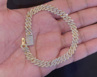 
              10K YELLOW GOLD 4.25 CARAT REAL DIAMONDS 8MM 8.50 INCHES 22.13 GRAM GOLD CUBAN LINK BRACELET
            