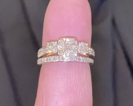 10K YELLOW WHITE GOLD 1.50 CARAT WOMEN PRINCESS DIAMOND ENGAGEMENT RING WEDDING BAND BRIDAL SET