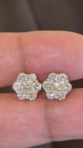 2.08 CARAT CERTIFIED LAB GROWN DIAMONDS 11 MM STERLING SILVER GOLD PLATED STUDS EARRINGS