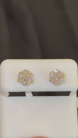 10K YELLOW GOLD .85 CARAT NATURAL DIAMONDS 7 MM EARRING STUDS