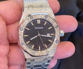 2.75 CARAT REAL DIAMOND STAINLESS STEEL 41 MM TYCOON WATCH