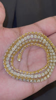 
              5.88 CARAT LAB GROWN DIAMONDS STERLING SILVER GOLD PLATED 22 INCHES 32.46 GRAMS 4 MM TENNIS CHAIN NECKLACE
            