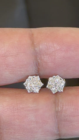 .43 CARAT CERTIFIED LAB GROWN DIAMONDS 7 MM STERLING SILVER RHODIUM PLATED STUDS EARRINGS