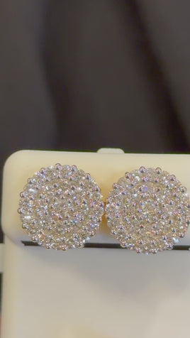2.12 CARAT CERTIFIED LAB GROWN DIAMONDS 13 MM STERLING SILVER GOLD PLATED STUDS EARRINGS
