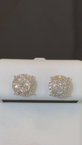 .56 CARAT CERTIFIED LAB GROWN DIAMONDS 7.5 MM STERLING SILVER RHODIUM PLATED STUDS EARRINGS