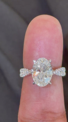 14K WHITE GOLD 4.25 CARAT OVAL LAB GROWN DIAMONDS ENGAGEMENT WEDDING RING