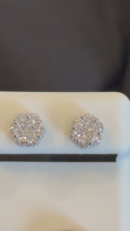 .98 CARAT CERTIFED LAB GROWN DIAMONDS STERLING SILVER 7 MM STUDS EARRINGS