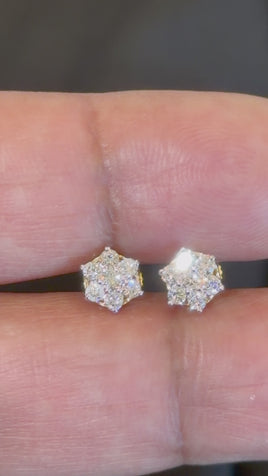 .43 CARAT CERTIFIED LAB GROWN DIAMONDS 7 MM STERLING SILVER GOLD PLATED STUDS EARRINGS