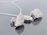 
              10K WHITE GOLD 1.25 CARAT REAL DIAMOND EARRINGS & PENDANT NECKLACE SET WITH WHITE GOLD CHAIN
            