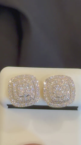 .98 CARAT CERTIFED LAB GROWN DIAMONDS STERLING SILVER GOLD PLATED 12 MM STUDS EARRINGS