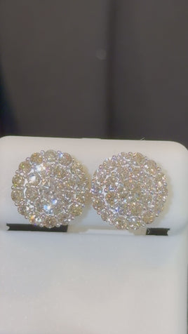 10K YELLOW GOLD 2.50 CARAT NATURAL DIAMONDS 12 MM EARRING STUDS