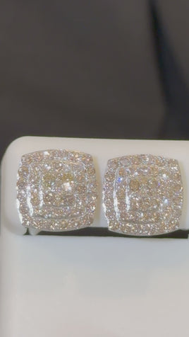 10K YELLOW GOLD 2 CARAT NATURAL DIAMONDS 13 MM EARRING STUDS
