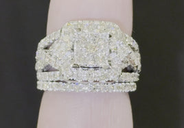 10K WHITE GOLD 2.25 CARAT WOMEN REAL DIAMOND ENGAGEMENT RING WEDDING BAND RING SET