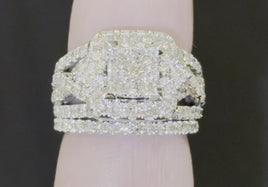 10K WHITE GOLD 2.50 CARAT WOMEN REAL DIAMOND ENGAGEMENT RING WEDDING BAND RING SET
