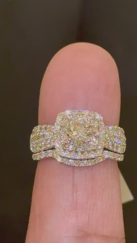 14K WHITE GOLD 2.25 CARAT NATURAL DIAMOND CENTER .55 CARAT ENGAGEMENT RING WEDDING BAND BRIDAL SET