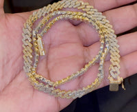 
              10K YELLOW WHITE GOLD 10.25 CARAT REAL DIAMOND 8MM 22 INCHES 63.04 GRAM GOLD CUBAN LINK CHAIN NECKLACE
            