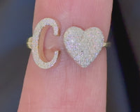 
              10K YELLOW GOLD .25 CARAT WOMENS NATURAL DIAMOND HEART & LETTER INITIAL C RING
            