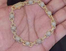 10K YELLOW GOLD 6 CARAT NATURAL DIAMONDS 18.64 GRAMS 8 INCHES 8 MM BRACELET