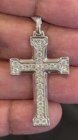 1.83 CARAT CERTIFIED LAB GROWN DIAMONDS STERLING SILVER RHODIUM PLATED 1.85 INCHES CROSS PENDANT