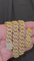 
              5.75 CARAT NATURAL DIAMONDS STERLING SILVER GOLD PLATED 22 INCHES 183.03 GRAMS 14 MM CUBAN LINK FANUC CHAIN NECKLACE
            