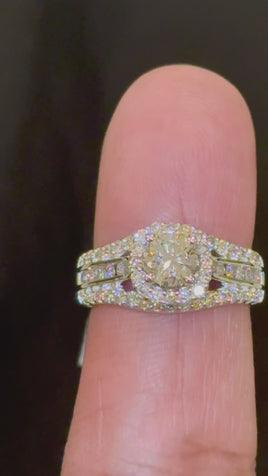 10K WHITE GOLD 1.75 CARAT NATURAL DIAMOND .60 CARAT CENTER ENGAGEMENT RING WEDDING RING BRIDAL