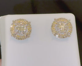 10K YELLOW GOLD .60 CARAT 10 MM 100% GENUINE DIAMONDS MENS/WOMENS EARRING STUDS
