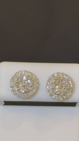 1.03 CARAT CERTIFIED LAB GROWN DIAMONDS 10 MM STERLING SILVER RHODIUM PLATED STUDS EARRINGS