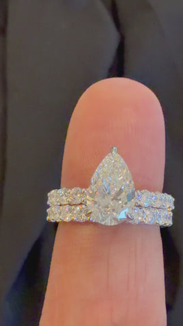 14K WHITE GOLD 4.04 CARAT CERTIFIED LAB GROWN DIAMONDS ENGAGEMENT RING WEDDING BAND BRIDAL SET