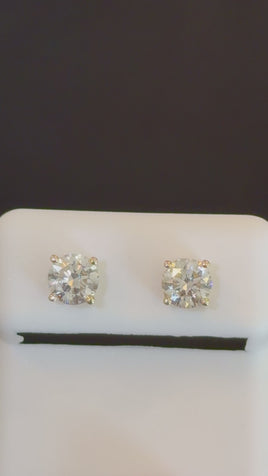 10K YELLOW GOLD 1.50 CARAT 6 MM LAB GROWN DIAMONDS SOLITAIRE STUDS EARRINGS