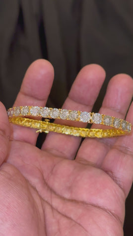 1 CARAT NATURAL DIAMONDS STERLING SILVER GOLD PLATED FANUC BRACELET - 8 INCHES - 5 MM