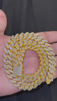 
              5.75 CARAT NATURAL DIAMONDS STERLING SILVER GOLD PLATED 22 INCHES 183.03 GRAMS 14 MM CUBAN LINK FANUC CHAIN NECKLACE
            