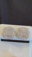 
              1.06 CARAT CERTIFED LAB GROWN DIAMONDS STERLING SILVER GOLD PLATED 11 MM STUDS EARRINGS
            