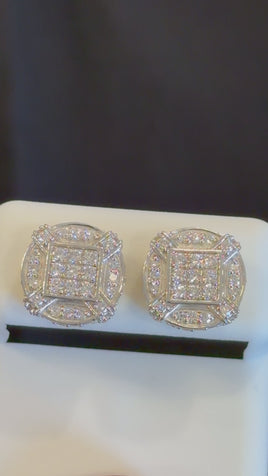 1.06 CARAT CERTIFED LAB GROWN DIAMONDS STERLING SILVER GOLD PLATED 11 MM STUDS EARRINGS