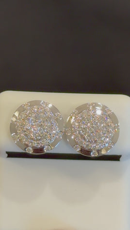 1.23 CARAT CERTIFED LAB GROWN DIAMONDS STERLING SILVER 13 MM STUDS EARRINGS