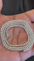 
              14.17 CARAT CERTIFIED LAB GROWN DIAMONDS STERLING SILVER 22 INCHES 15.92 GRAMS 2.5 MM TENNIS CHAIN NECKLACE
            