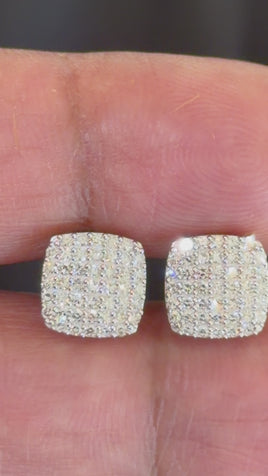 .57 CARAT CERTIFIED LAB GROWN DIAMONDS 9 MM STERLING SILVER GOLD PLATED STUDS EARRINGS