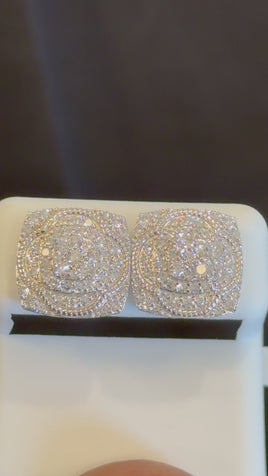 1.10 CARAT CERTIFED LAB GROWN DIAMONDS STERLING SILVER 13 MM STUDS EARRINGS